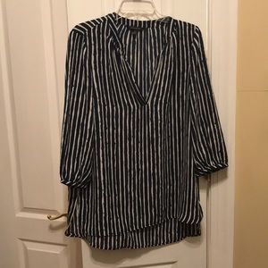 Banana Republic Navy and Cream Striped Top